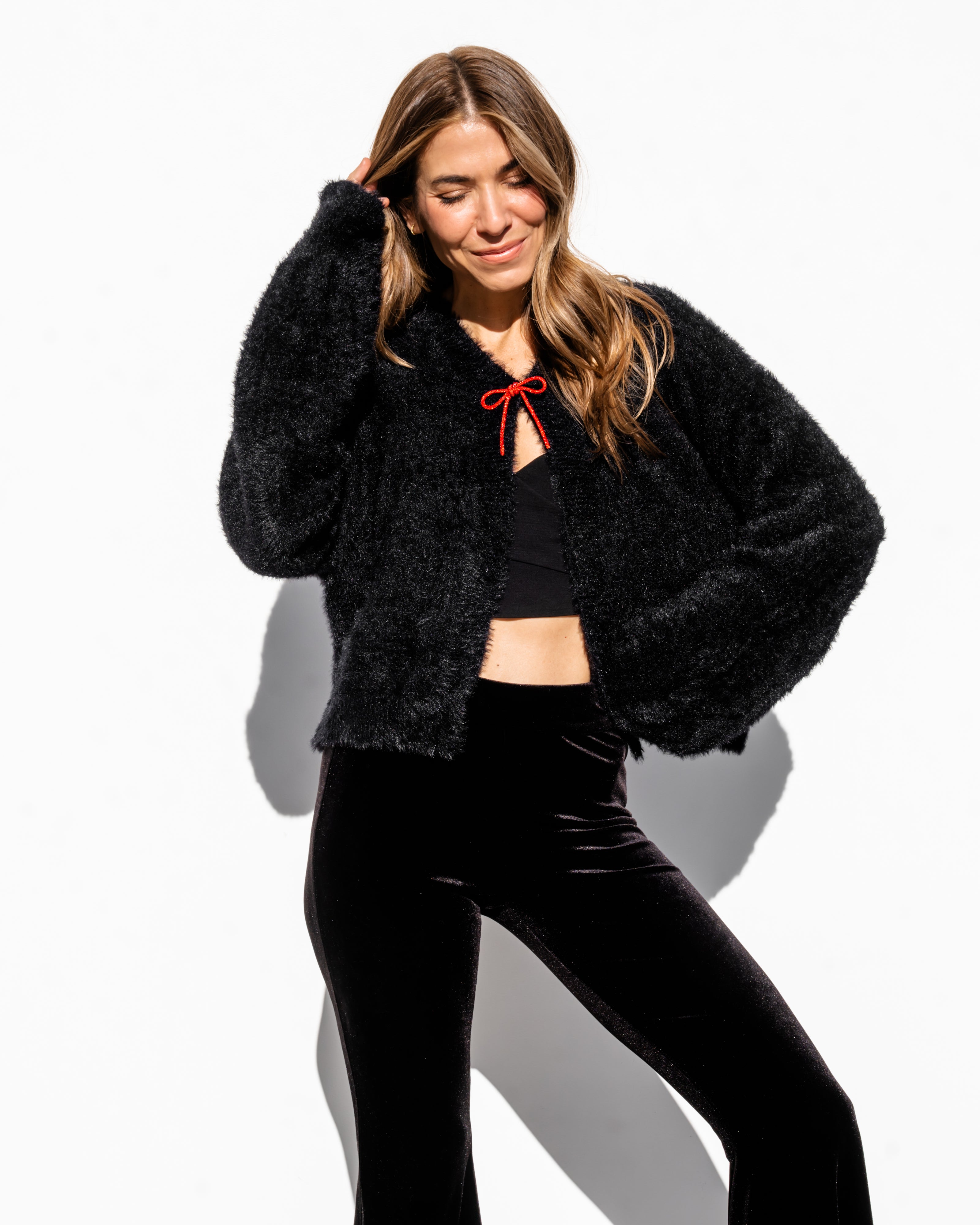 Karina Fuzzy Cardigan - Black