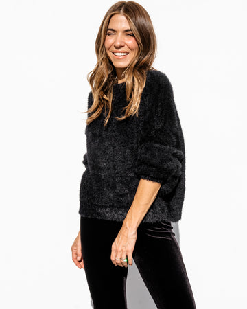 Karina Fuzzy Cardigan - Black