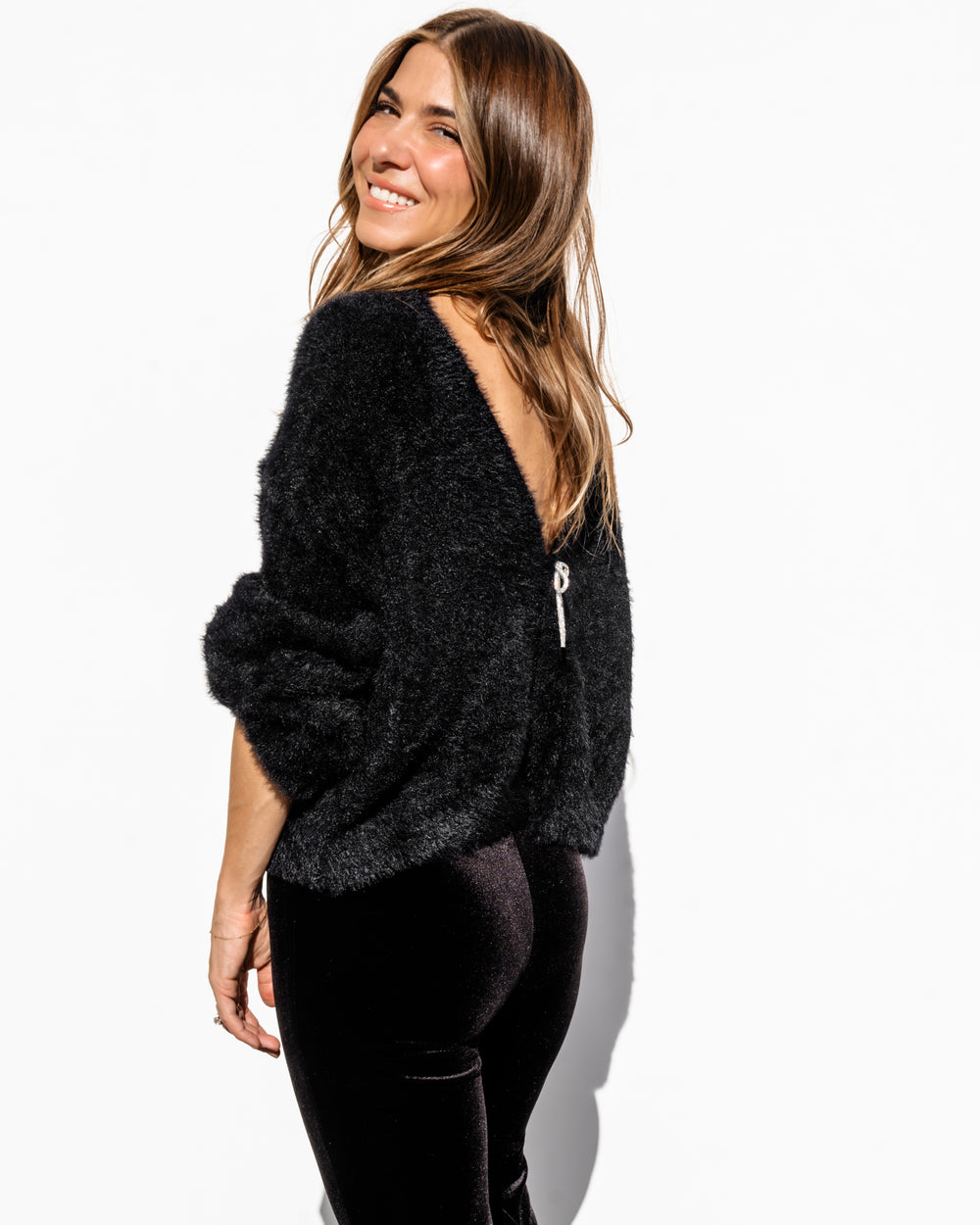 Karina Fuzzy Cardigan - Black