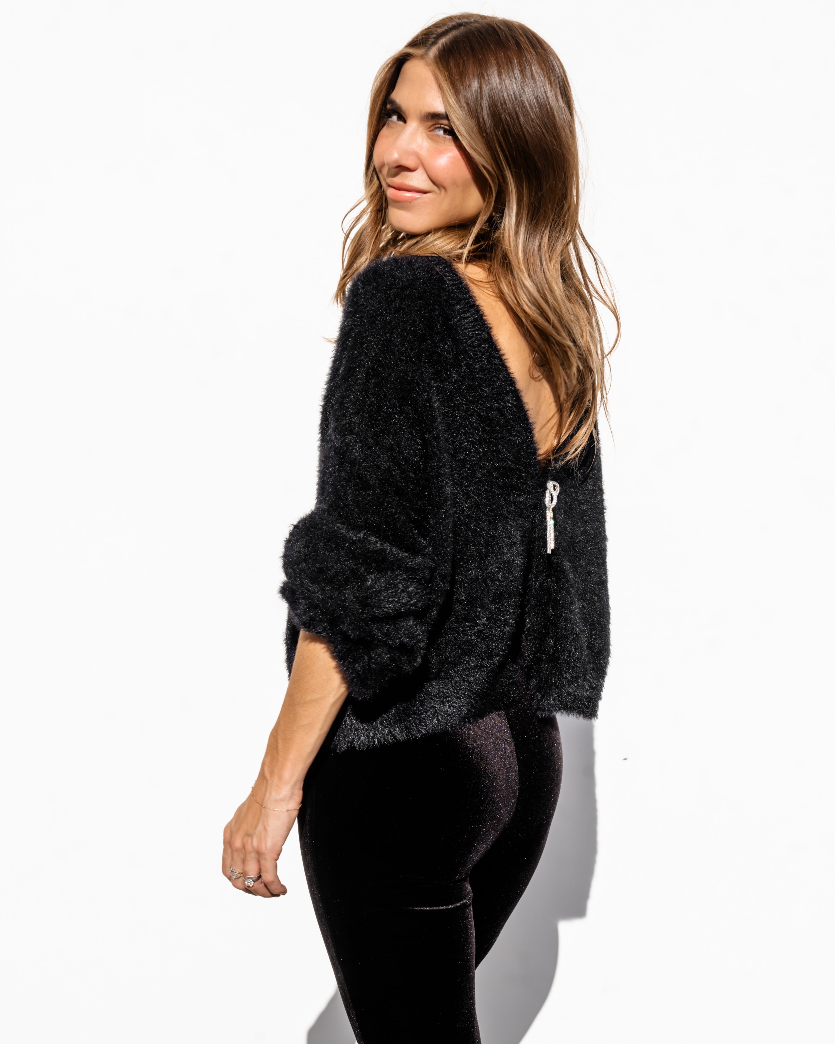 Karina Fuzzy Cardigan - Black