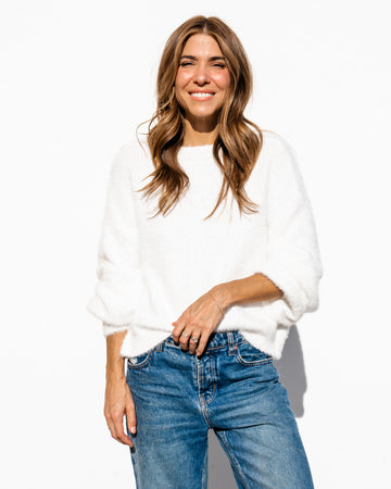 Karina Fuzzy Cardigan - White