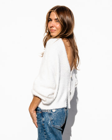 Karina Fuzzy Cardigan - White