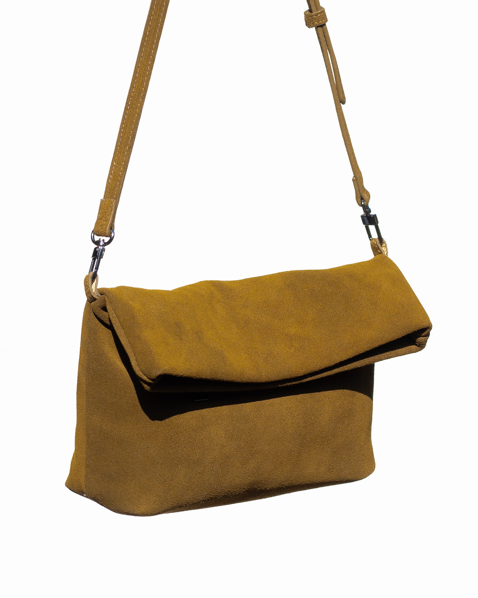 Noa Fold Over - Olive Genuine Suede