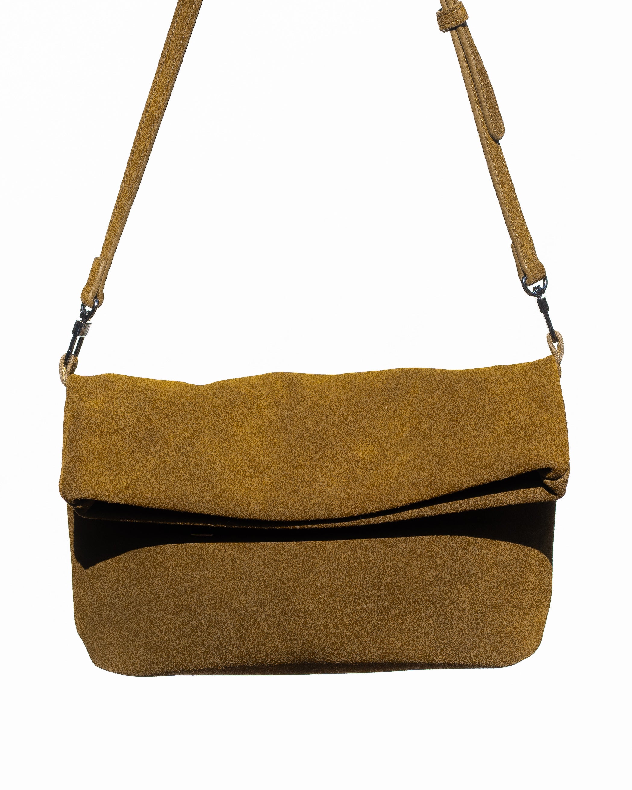 Noa Fold Over - Olive Genuine Suede