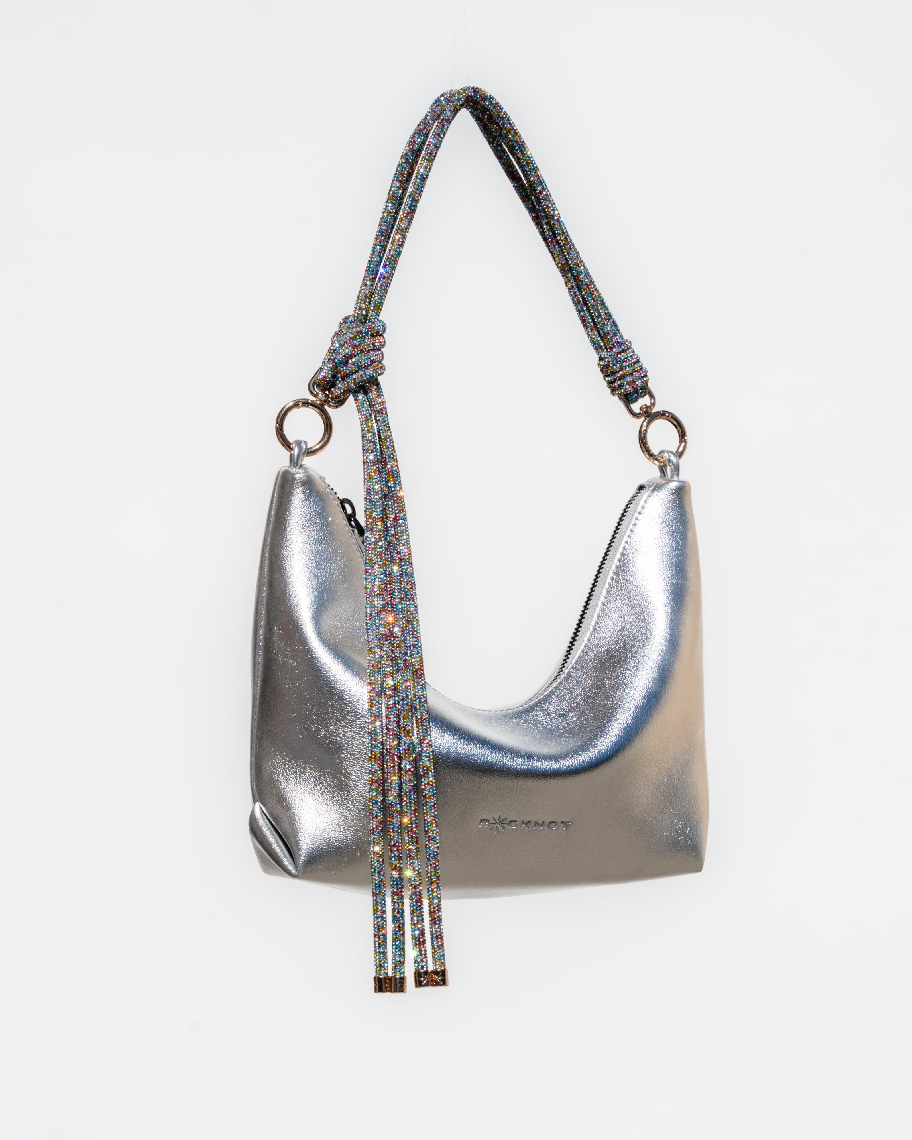 Hezi Leather Shoulder Bag - Metallic Silver