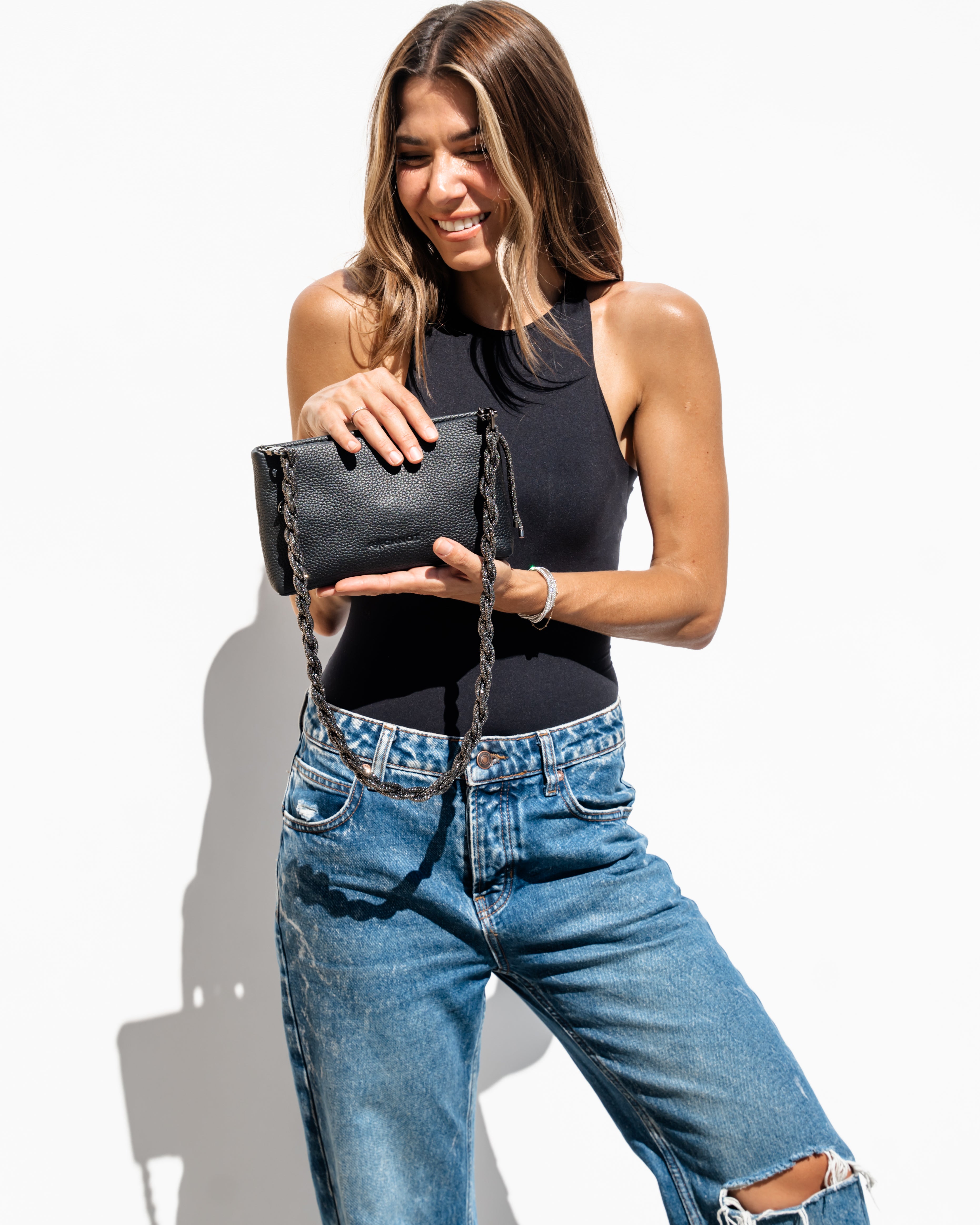 PETITE CHAIN STRAP - Gunmetal