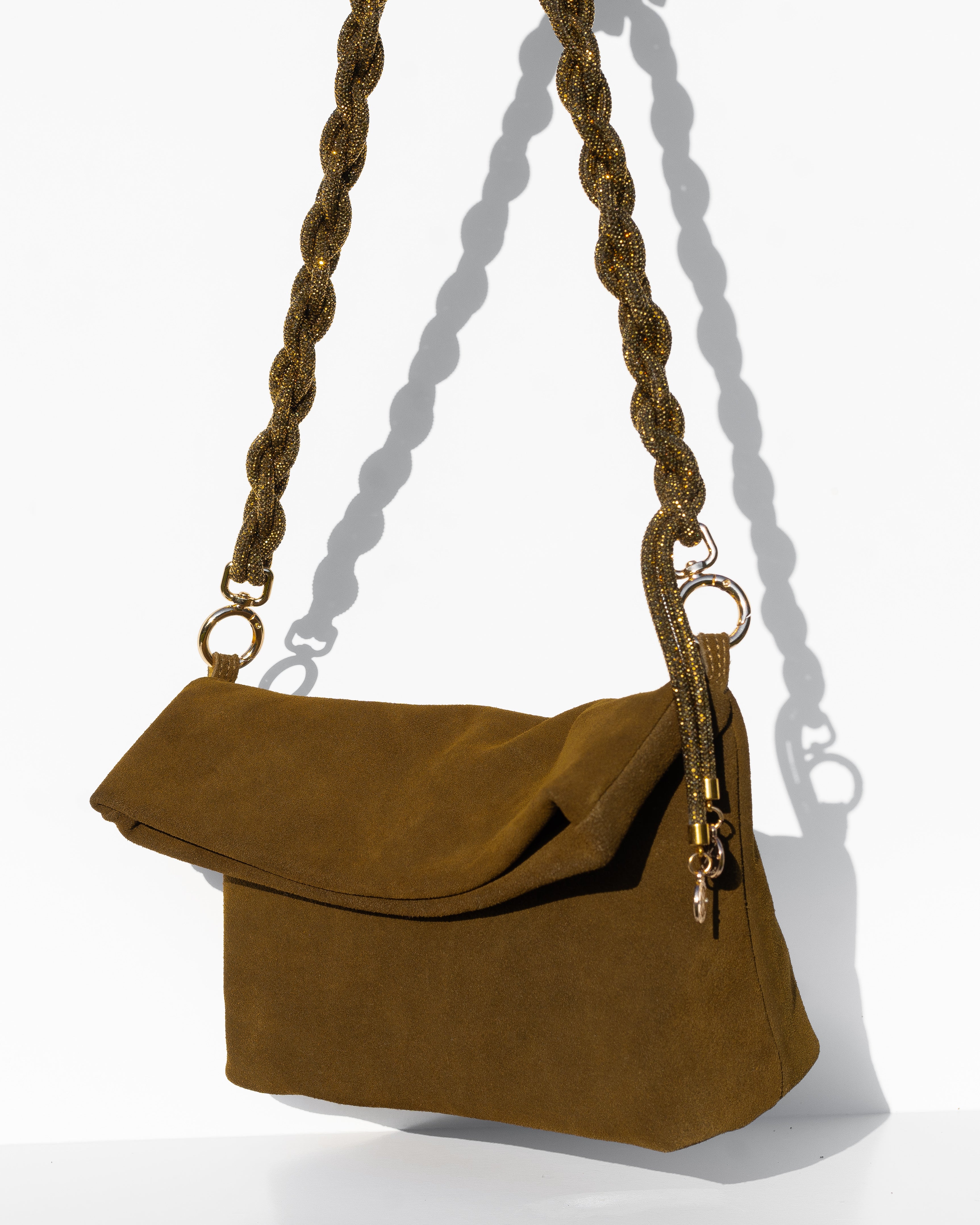 Noa Fold Over - Olive Genuine Suede