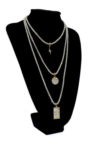 Celestial Trio Necklace Set - Interchangeable Charm Clasps