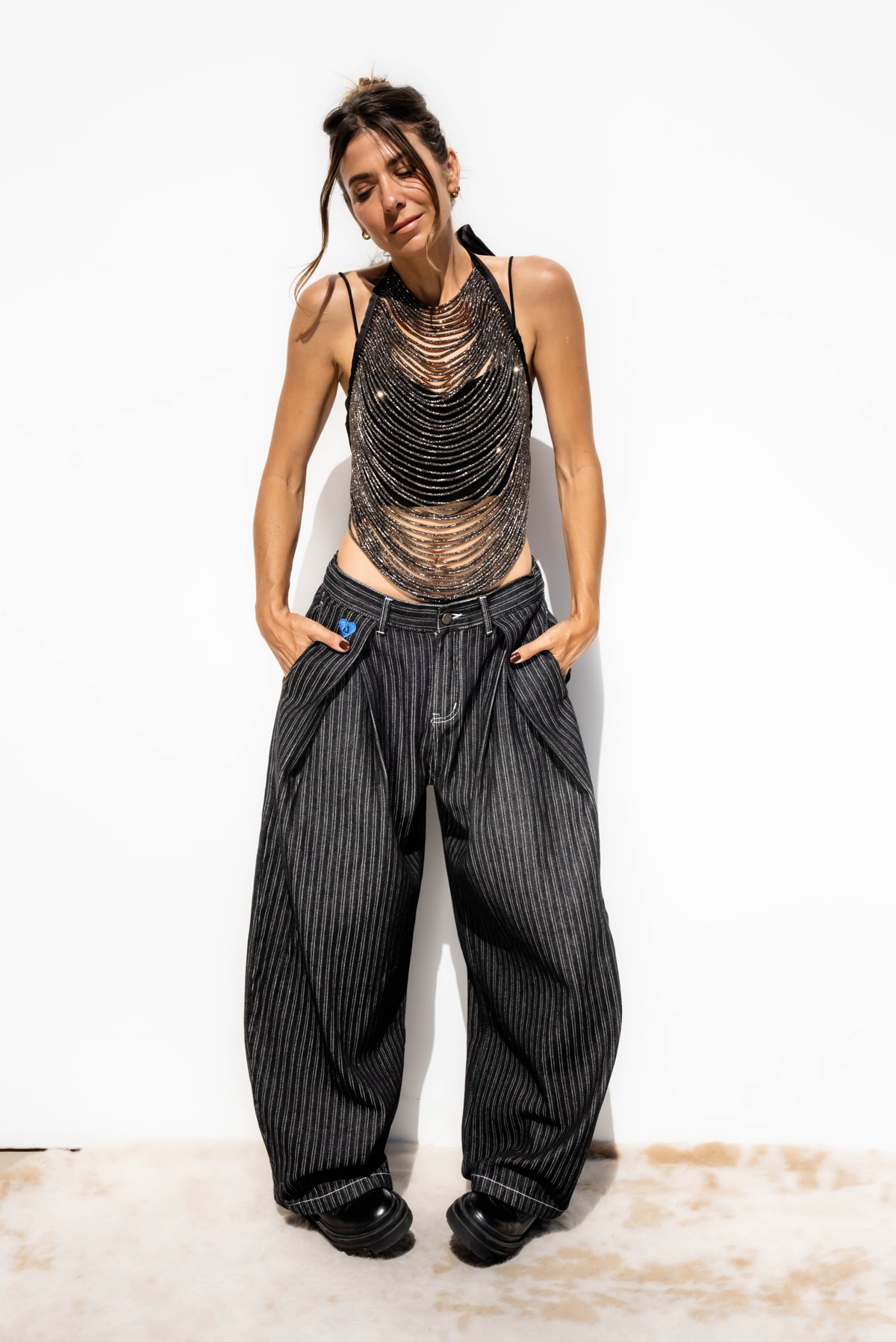 Gali Chain Top - Gunmetal / Black
