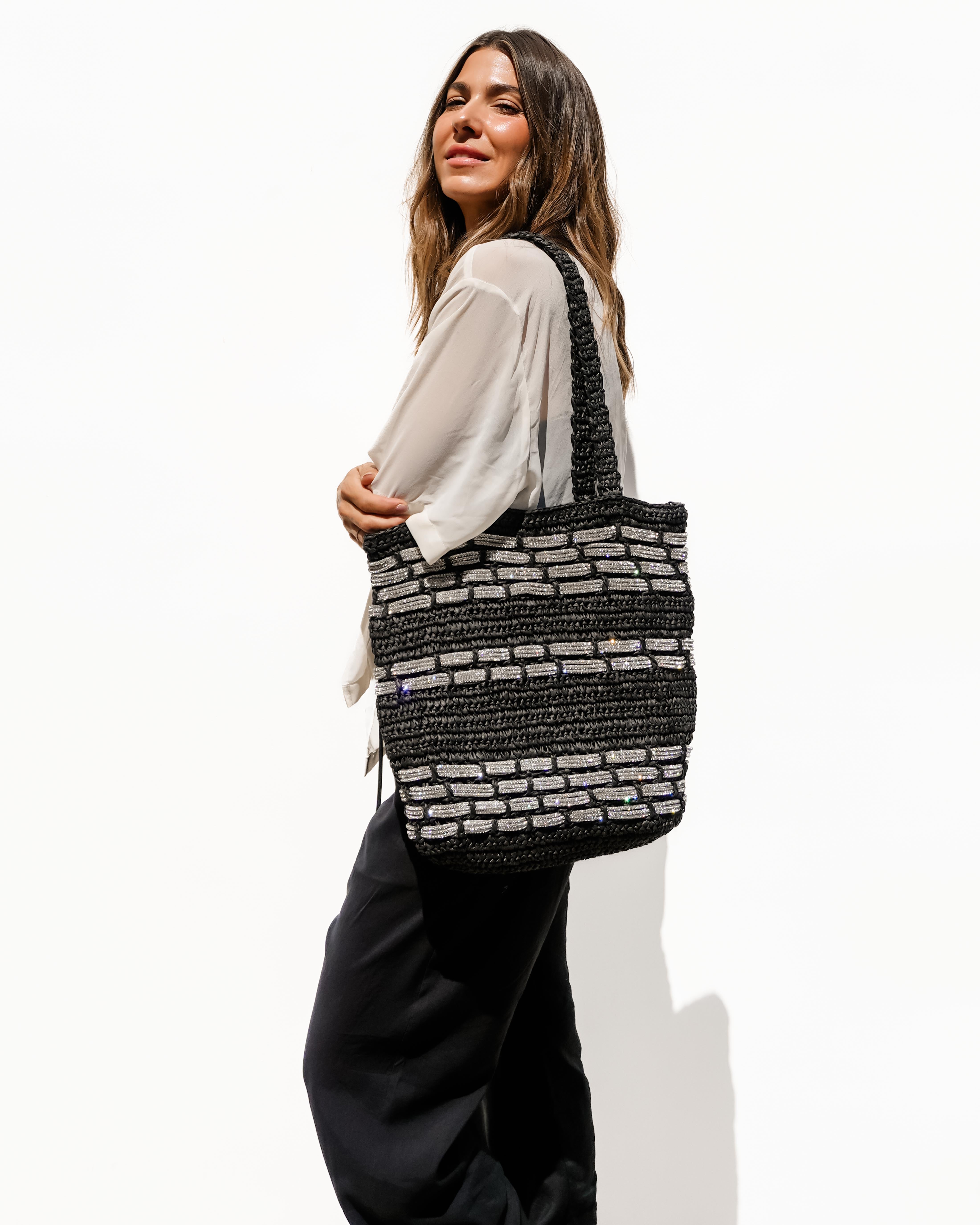 Zuma Straw Tote - Black
