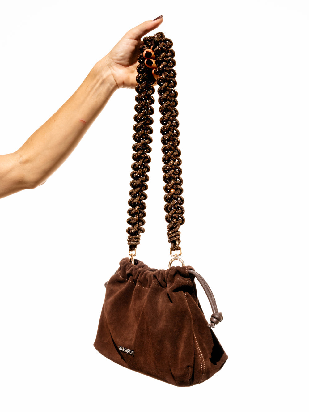 FIA Drawstring Bag - Chocolate Suede