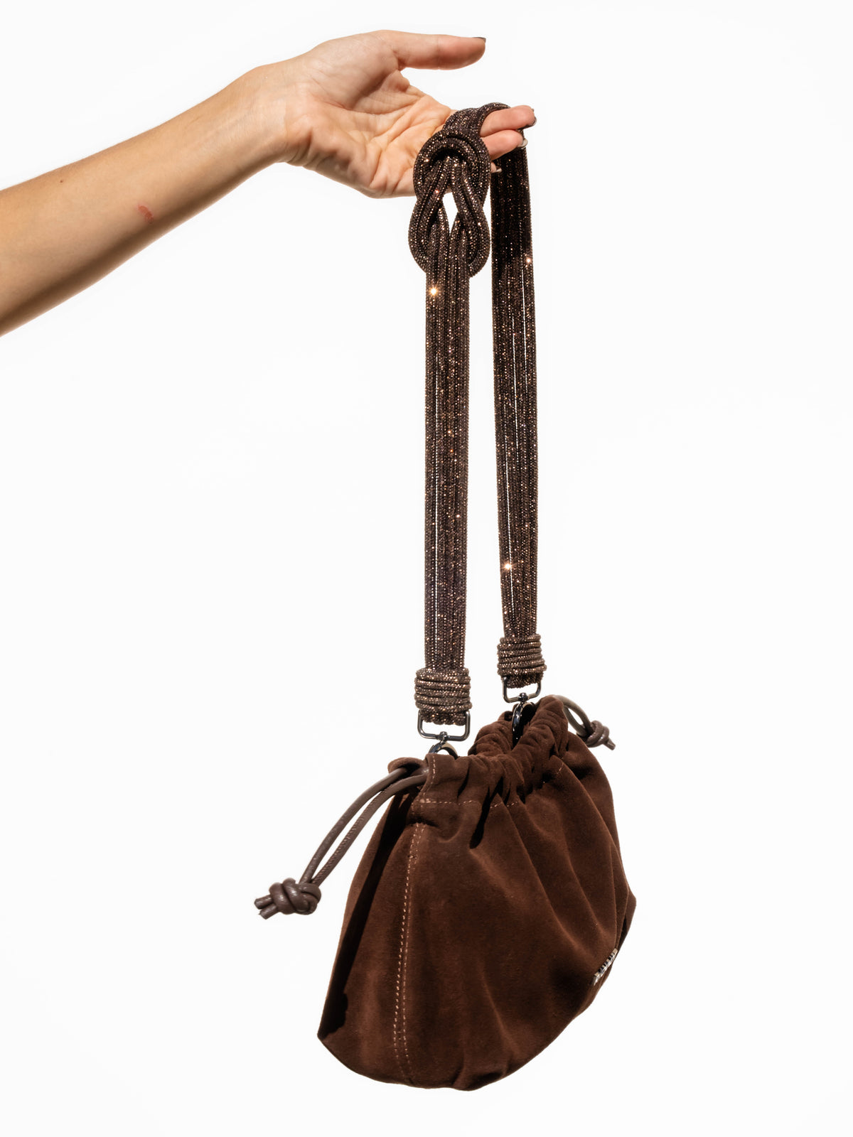 FIA Drawstring Bag - Chocolate Suede