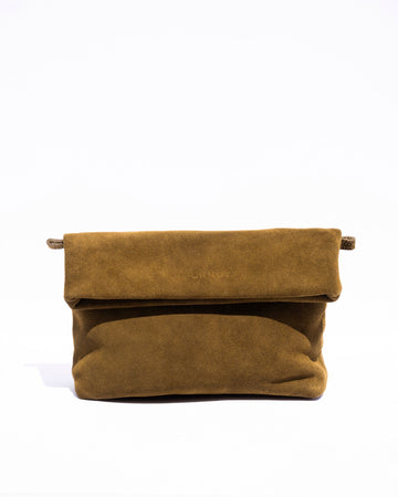 Noa Fold Over - Olive Genuine Suede
