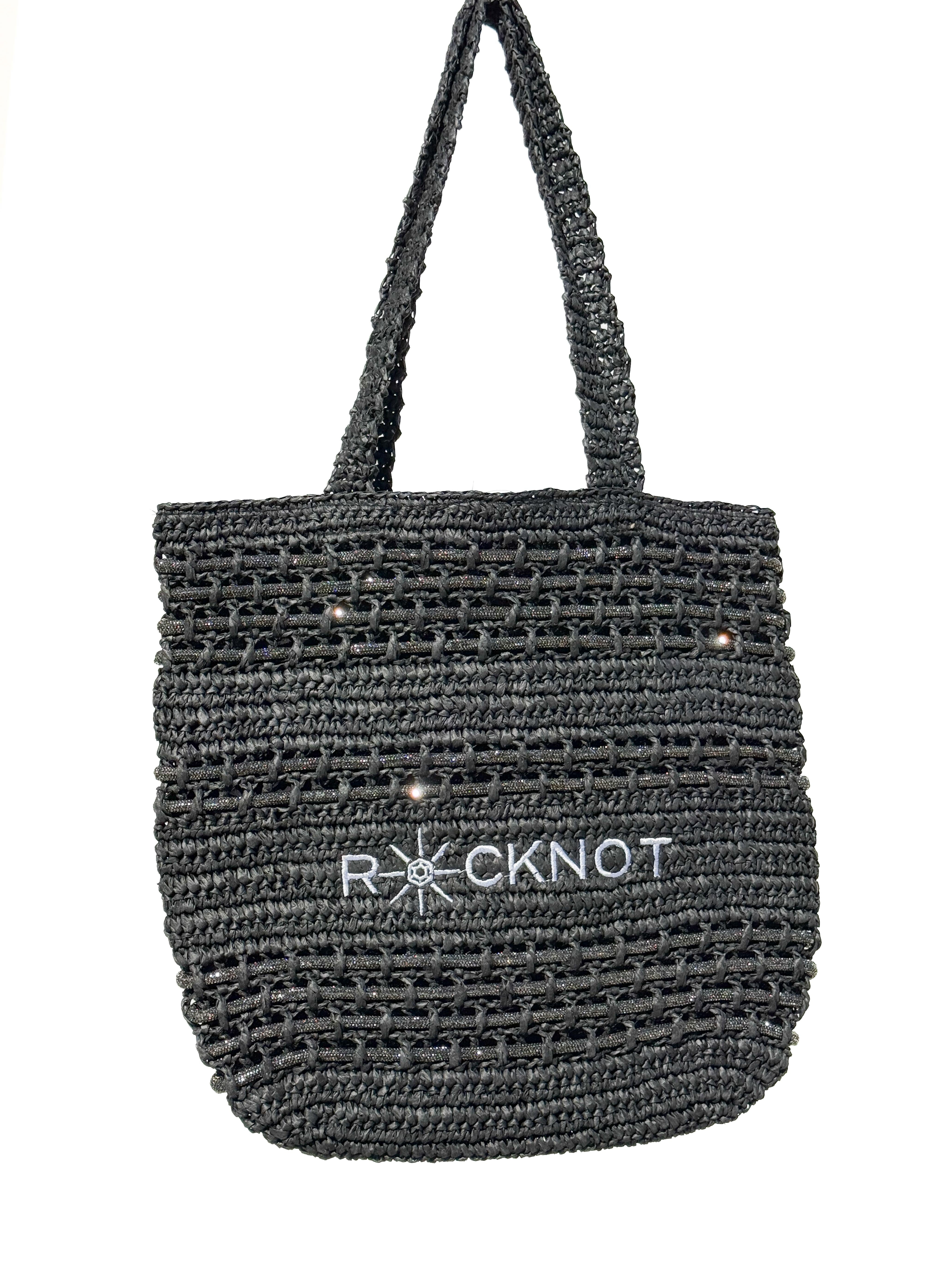 Zuma Straw Tote - Black / Gunmetal (SAMPLE SALE / FINAL SALE)