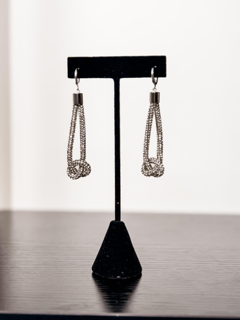 Feather Drop Earrings - Crystal