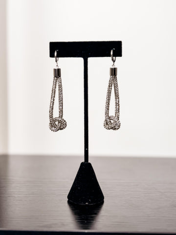 Feather Drop Earrings - Crystal