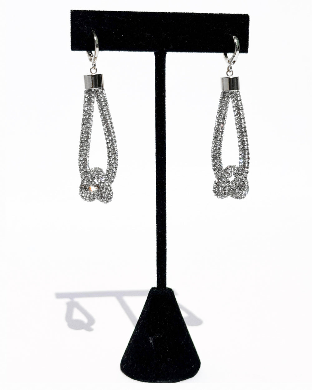 Feather Drop Earrings - Crystal
