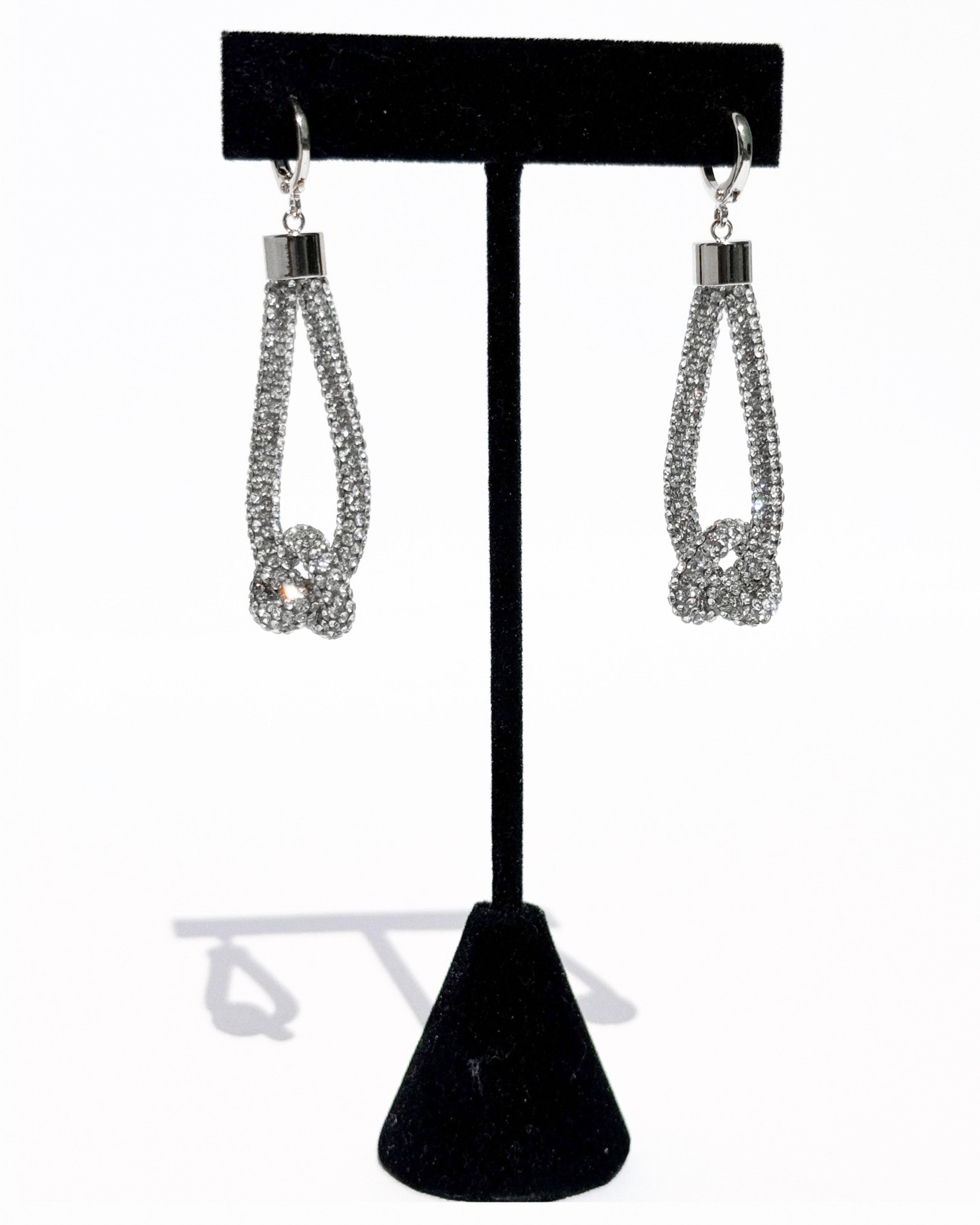 Feather Drop Earrings - Crystal
