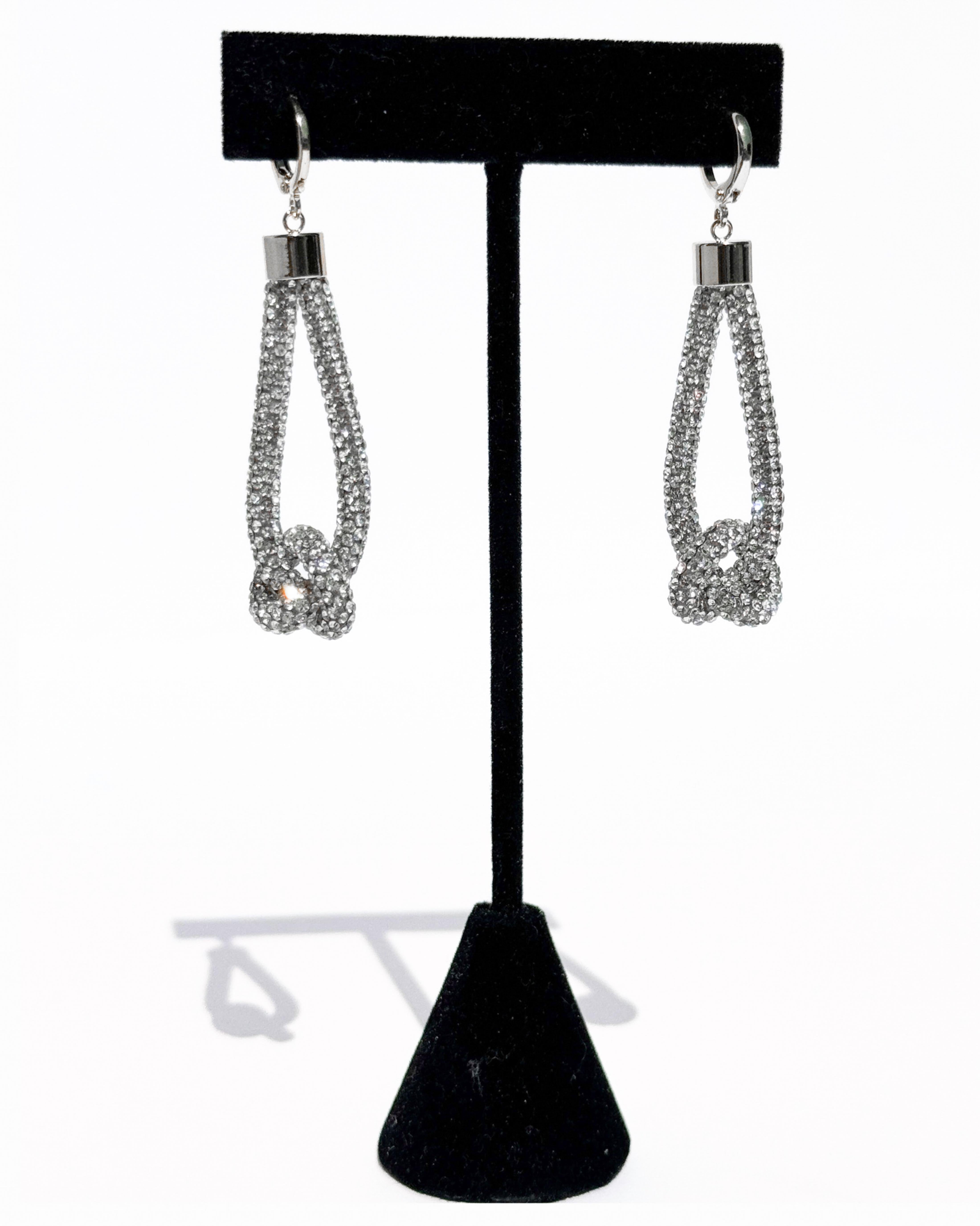 Feather Drop Earrings - Crystal