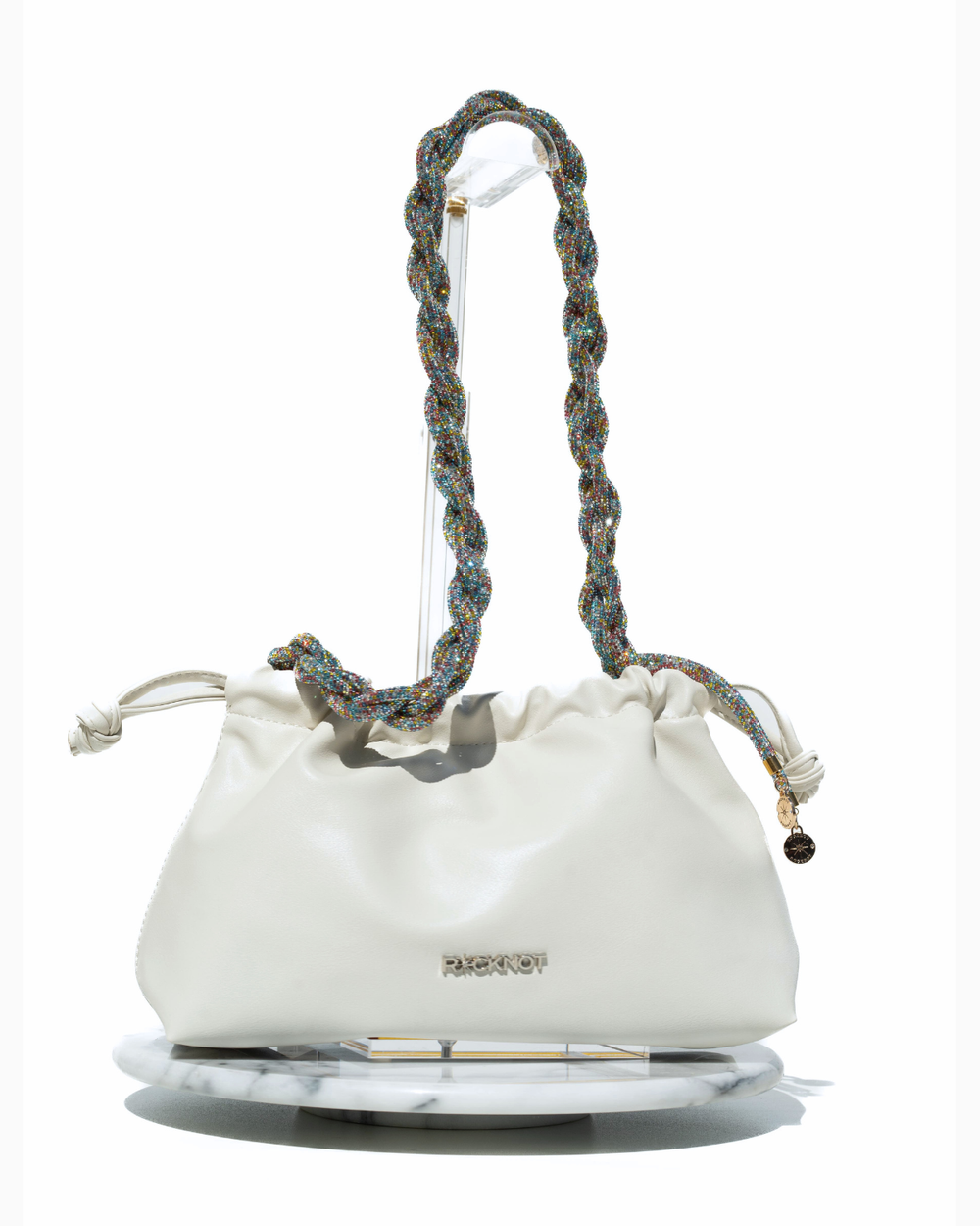 FIA Drawstring Bag - Off White Vegan Leather