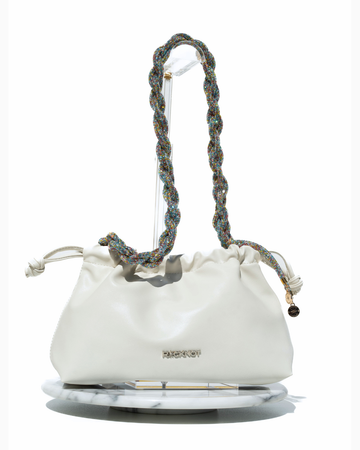 FIA Drawstring Bag - Off White Vegan Leather